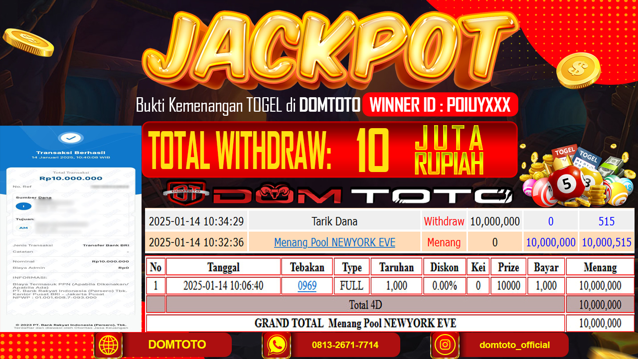 JACKPOT TOGEL NEWYORK EVE 14 JANUARI 2025